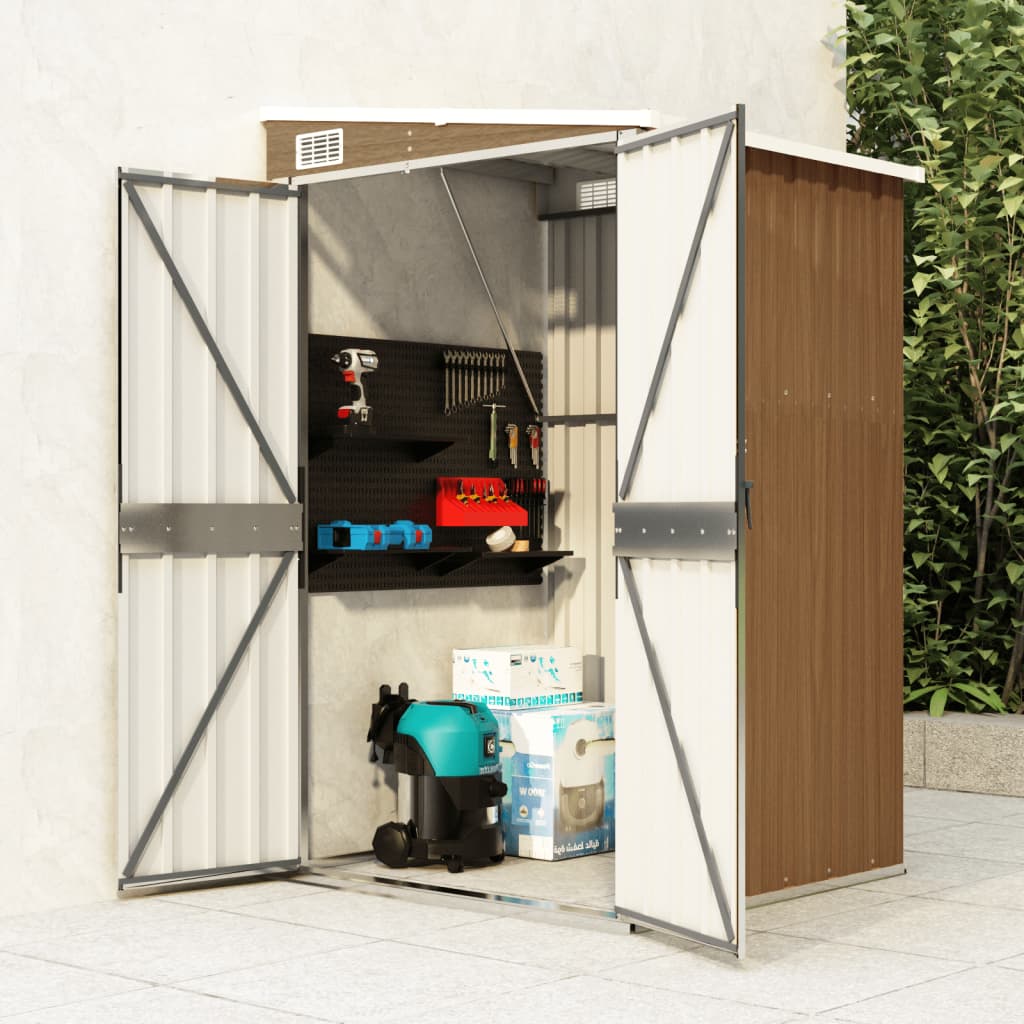 Wall-mounted Garden Shed Brown 118x100x178 cm Galvanised Steel