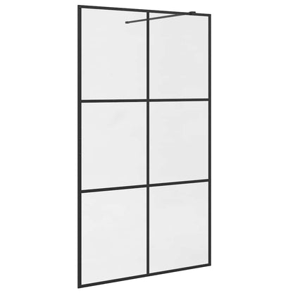 Walk-in Shower Wall with Clear ESG Glass 115x195 cm Black