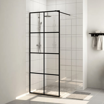 Walk-in Shower Wall with Clear ESG Glass 80x195 cm Black