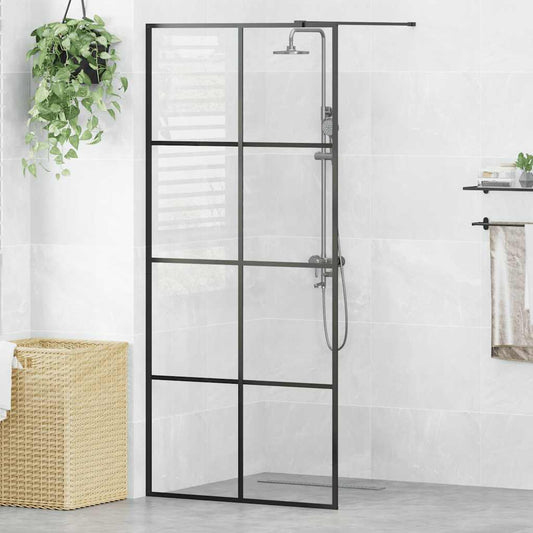Walk-in Shower Wall with Clear ESG Glass 90x195 cm Black