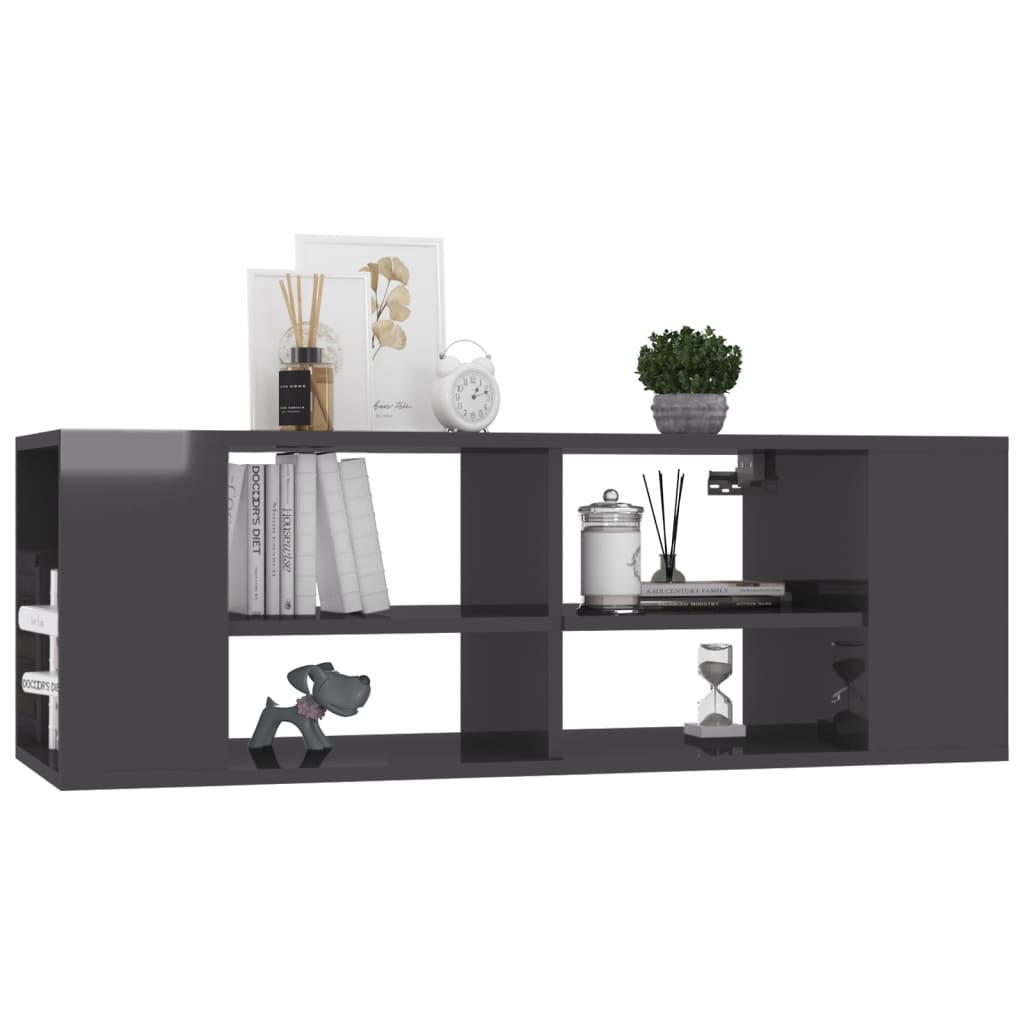 Wall-Mounted TV Cabinet High Gloss Grey 102x35x35 cm Engineered Wood