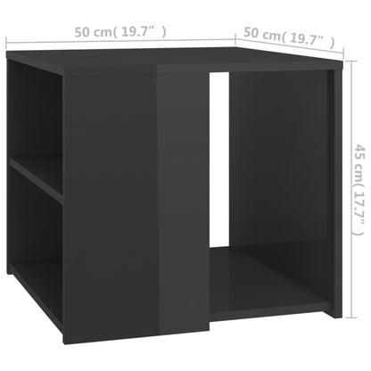 Side Table High Gloss Grey 50x50x45 cm Engineered Wood