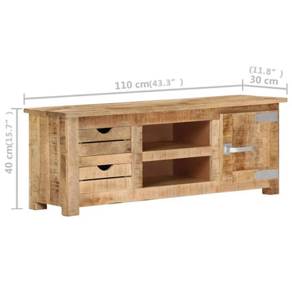 TV Cabinet 110x30x40 cm Rough Mango Wood