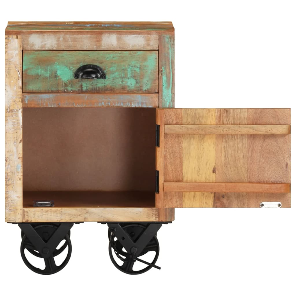 Bedside Cabinet with Wheels 40x30x57 cm Solid Reclaimed Wood