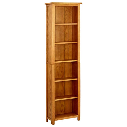 6-Tier Bookcase 52x22x180 cm Solid Oak Wood