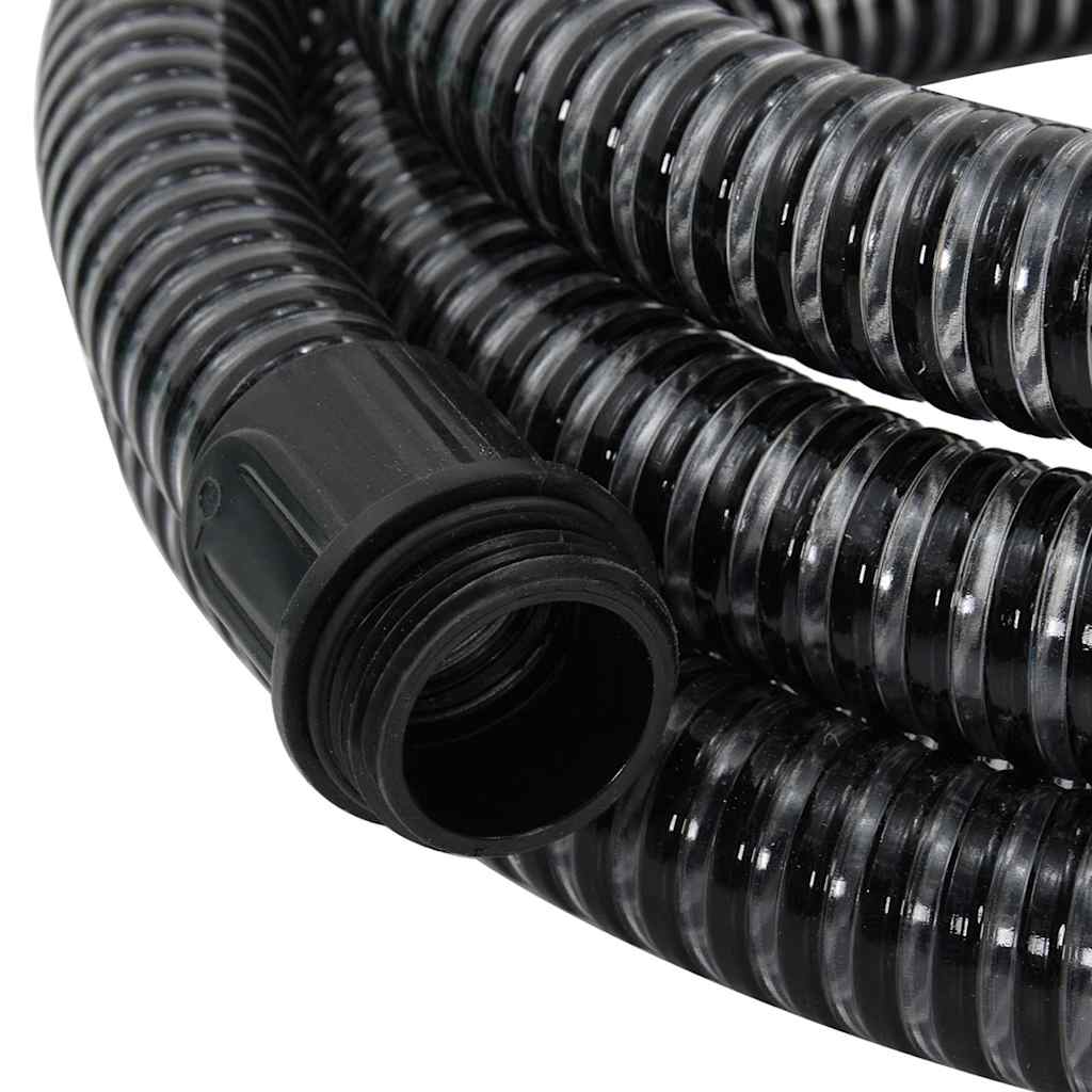 Suction Hose with Brass Connectors Black 1.1" 5 m PVC