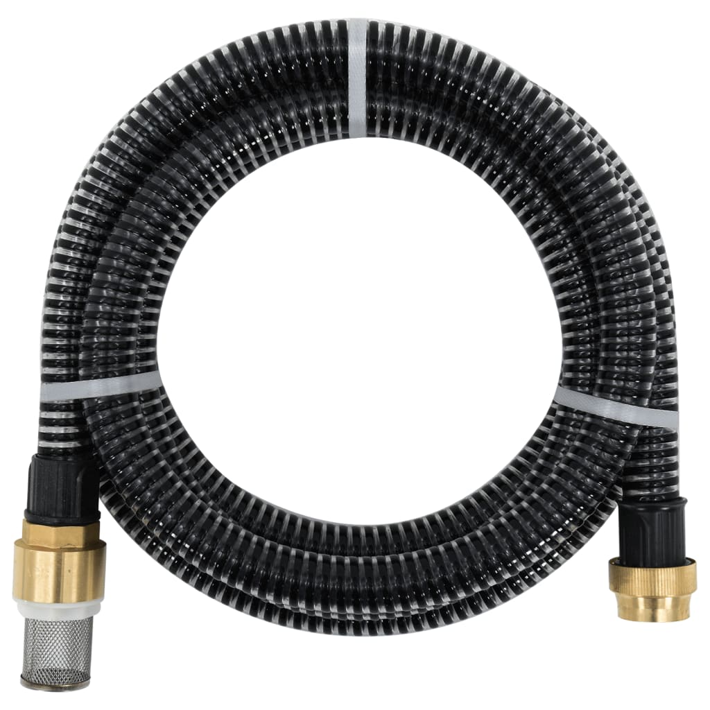 Suction Hose with Brass Connectors Black 1.1" 10 m PVC