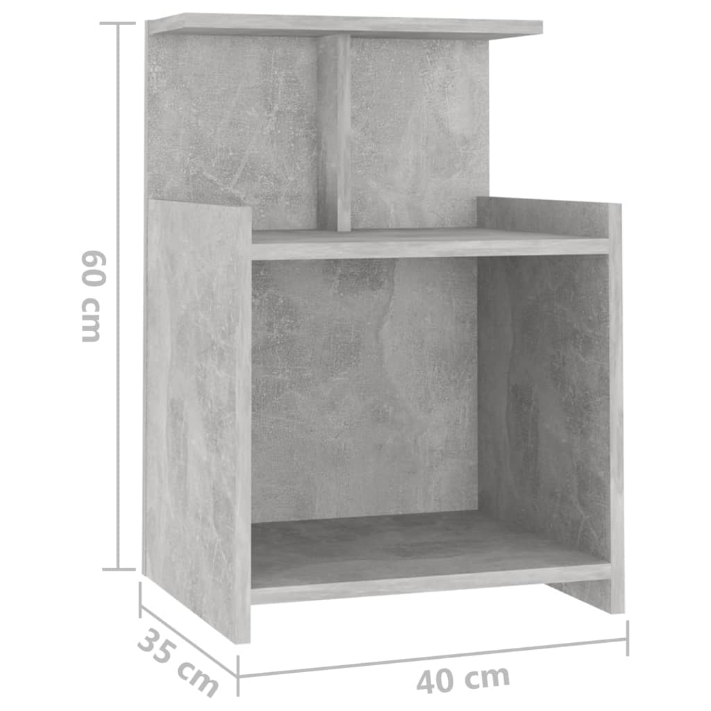 Bed Cabinets 2 pcs Concrete Grey 40x35x60 cm Engineered Wood