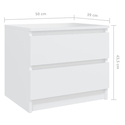 Bed Cabinets 2 pcs White 50x39x43.5 cm Engineered Wood