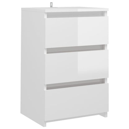 Bed Cabinet High Gloss White 40x35x62.5 cm Engineered Wood