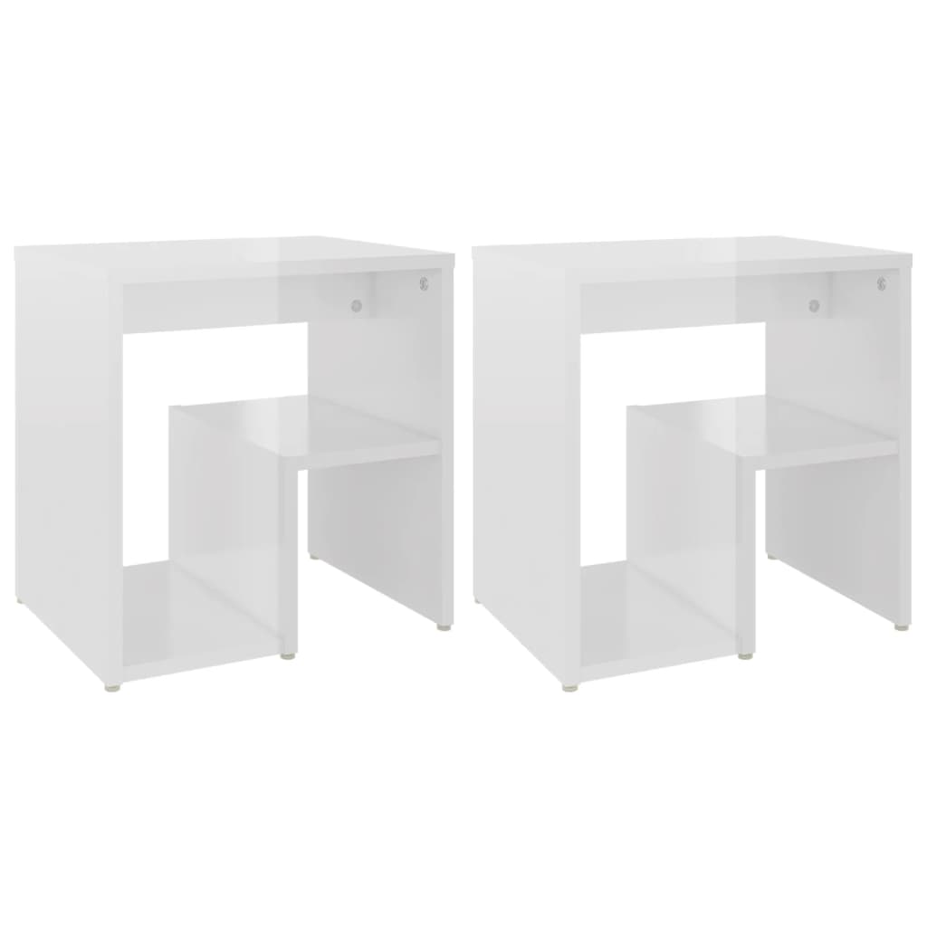 Bed Cabinets 2 pcs High Gloss White 40x30x40 cm Engineered Wood