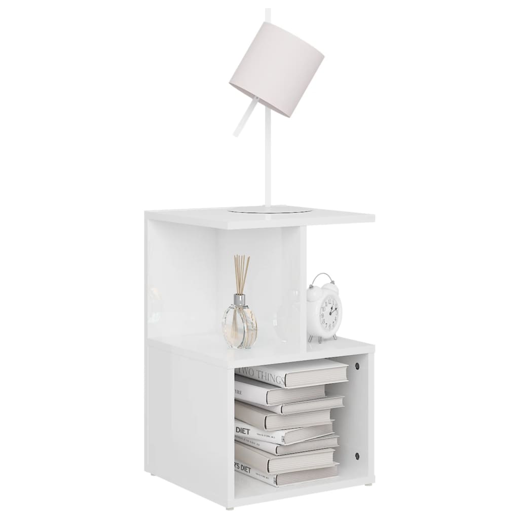 Bedside Cabinet High Gloss White 35x35x55 cm Engineered Wood