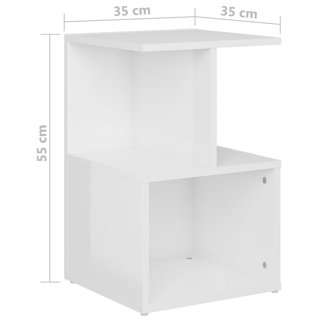 Bedside Cabinet High Gloss White 35x35x55 cm Engineered Wood