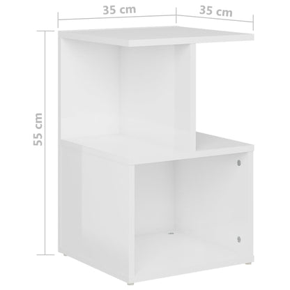 Bedside Cabinet High Gloss White 35x35x55 cm Engineered Wood