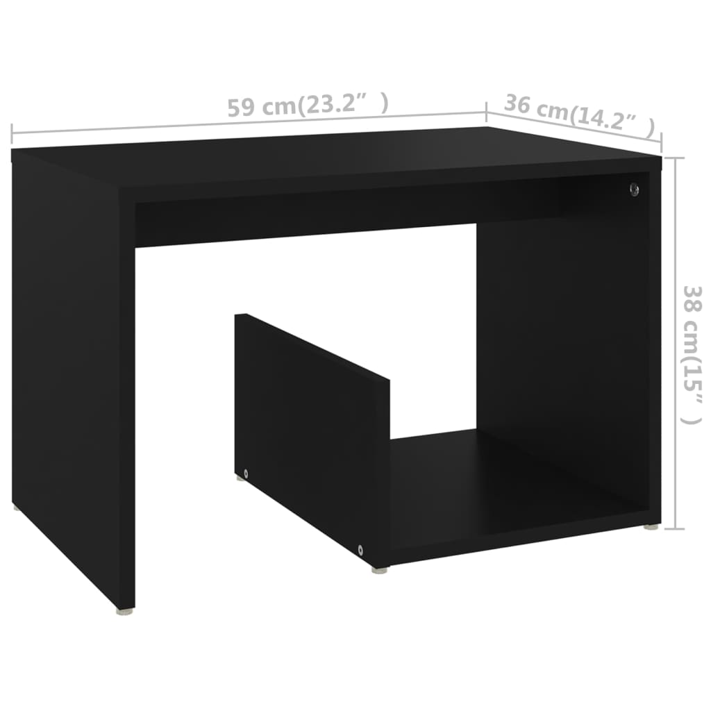 Side Table Black 59x36x38 cm Engineered Wood