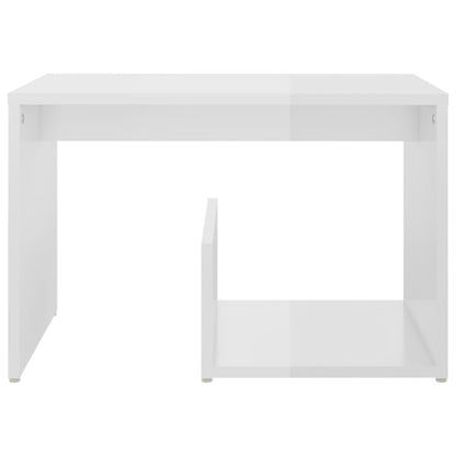 Side Table High Gloss White 59x36x38 cm Engineered Wood