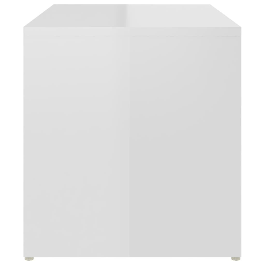 Side Table High Gloss White 59x36x38 cm Engineered Wood