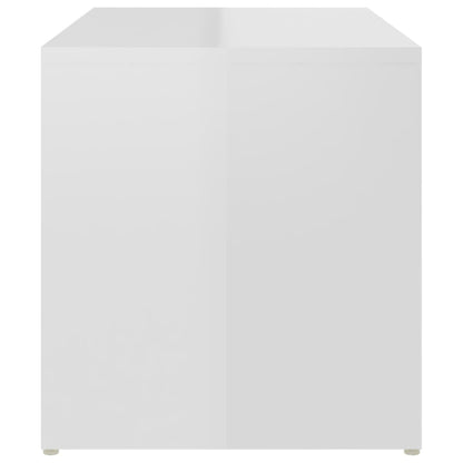 Side Table High Gloss White 59x36x38 cm Engineered Wood