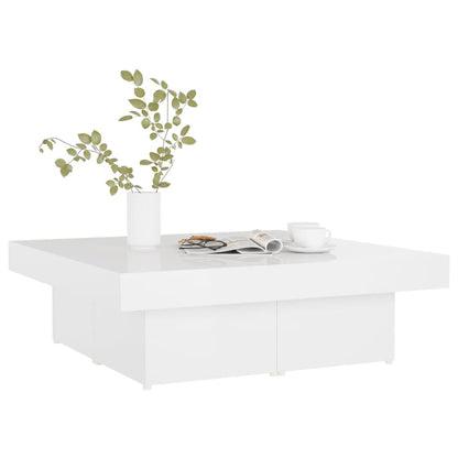 Coffee Table High Gloss White 90x90x28 cm Engineered Wood