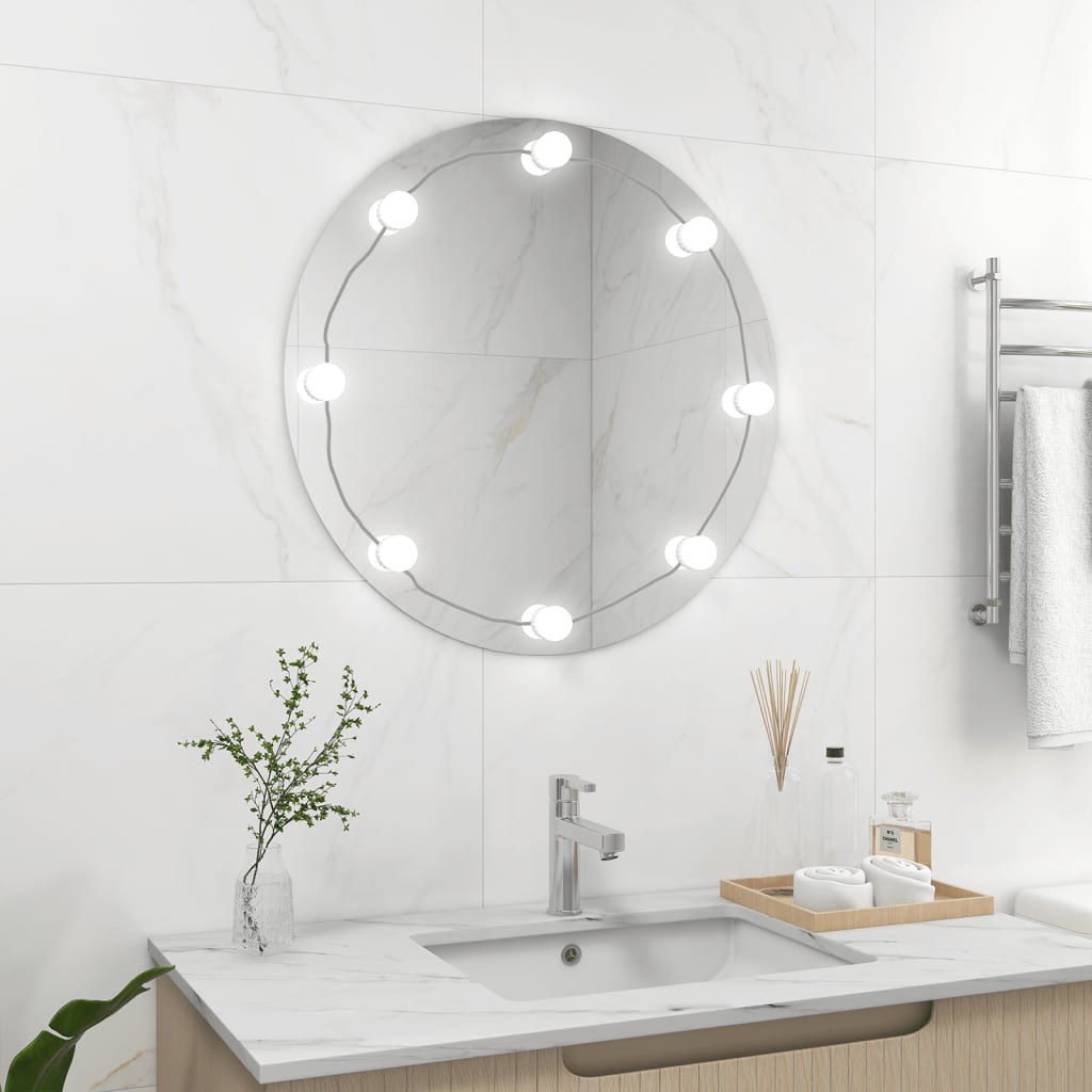 Wall Mirror with LED Lights Round Glass