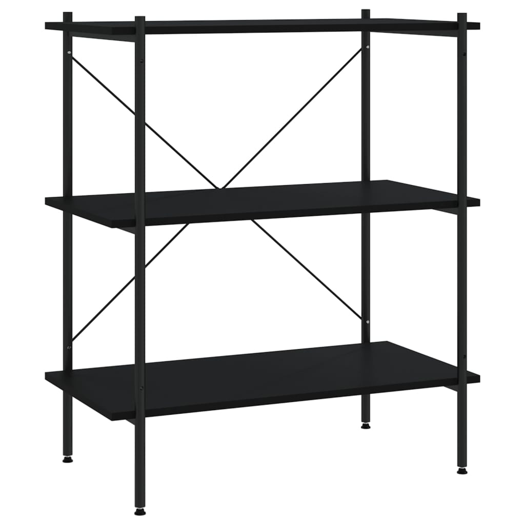 3-Tier Shelving Unit Black 80x40x92 cm