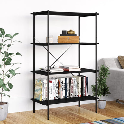 4-Tier Shelving Unit Black 80x40x130 cm