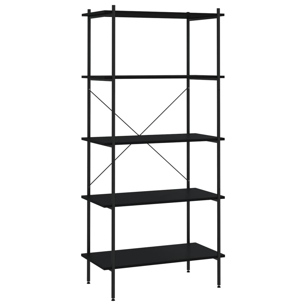 5-Tier Shelving Unit Black 80x40x163 cm