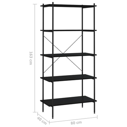 5-Tier Shelving Unit Black 80x40x163 cm