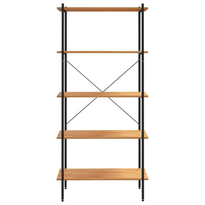 5-Tier Shelving Unit Black and Oak 80x40x163 cm