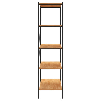 5-Tier Shelving Unit Black and Oak 80x40x163 cm