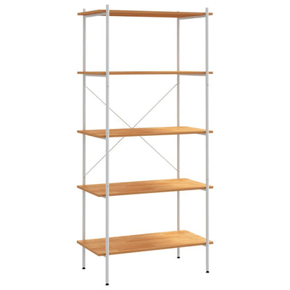 5-Tier Shelving Unit White and Oak 80x40x163 cm