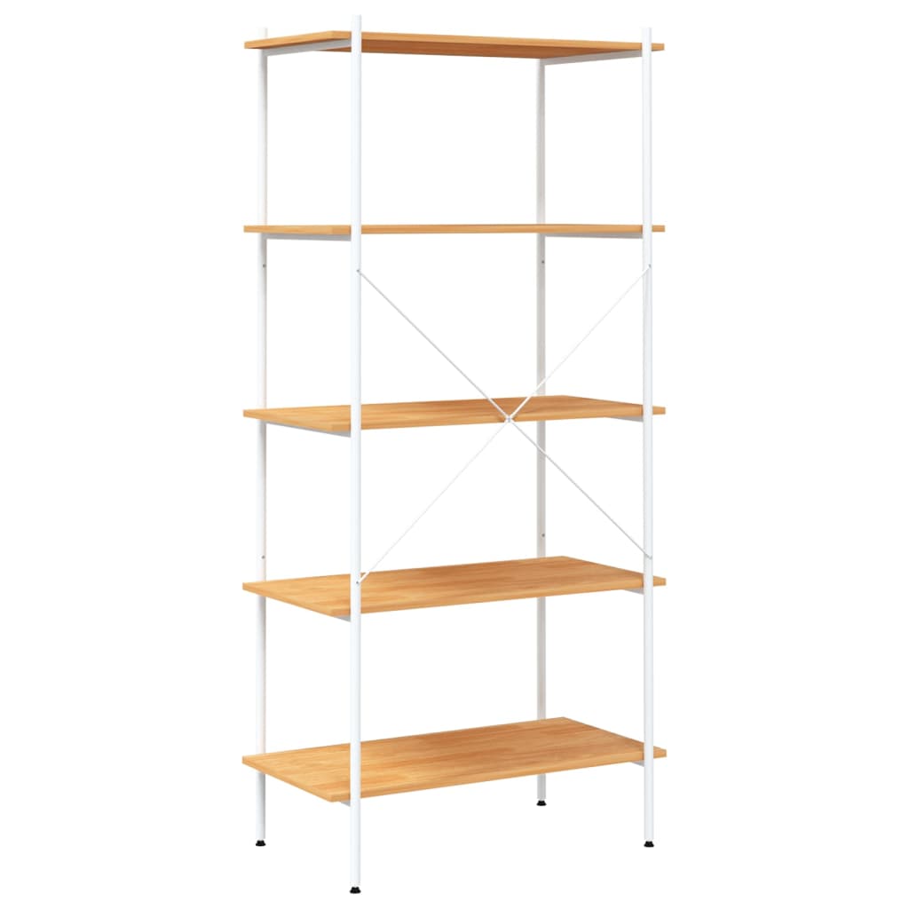 5-Tier Shelving Unit White and Oak 80x40x163 cm