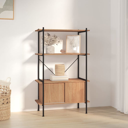 4-Tier Shelving Unit with Cabinet 80x40x130 cm Steel and Engineered Wood