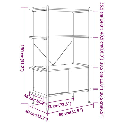 4-Tier Shelving Unit with Cabinet 80x40x130 cm Steel and Engineered Wood