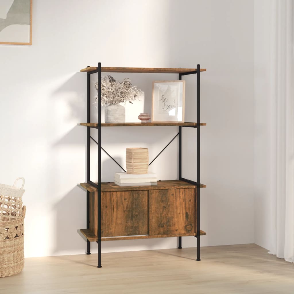 4-Tier Shelving Unit with Cabinet 80x40x130 cm Steel and Engineered Wood