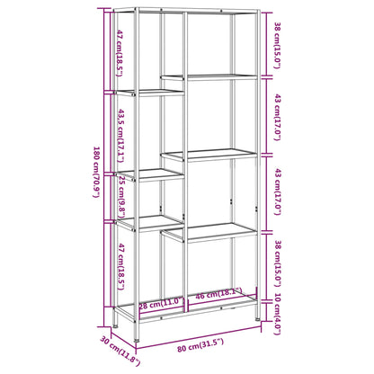 Book Shelf 80x30x180 cm Steel and Engineered Wood