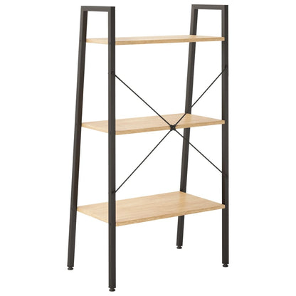 3-Tier Standing Shelf Light Brown and Black 56x35x108 cm