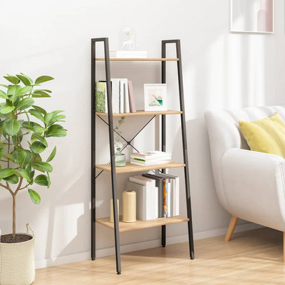 4-Tier Standing Shelf Light Brown and Black 56x35x140 cm