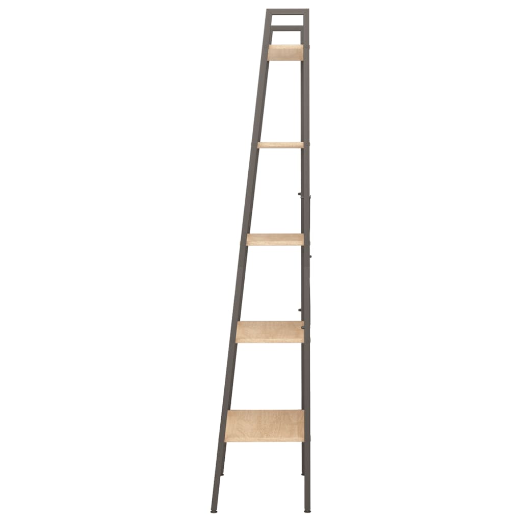 5-Tier Standing Shelf Light Brown and Black 56x35x174 cm