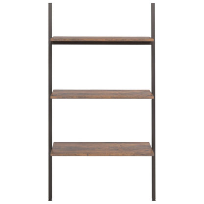 3-Tier Leaning Shelf Dark Brown and Black 64x34x116 cm