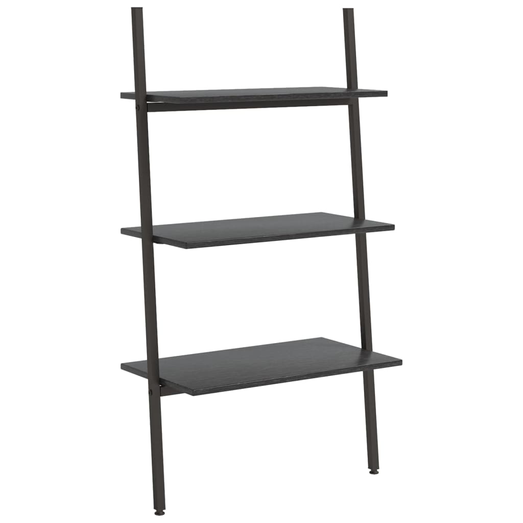 3-Tier Leaning Shelf Black 64x34x116 cm