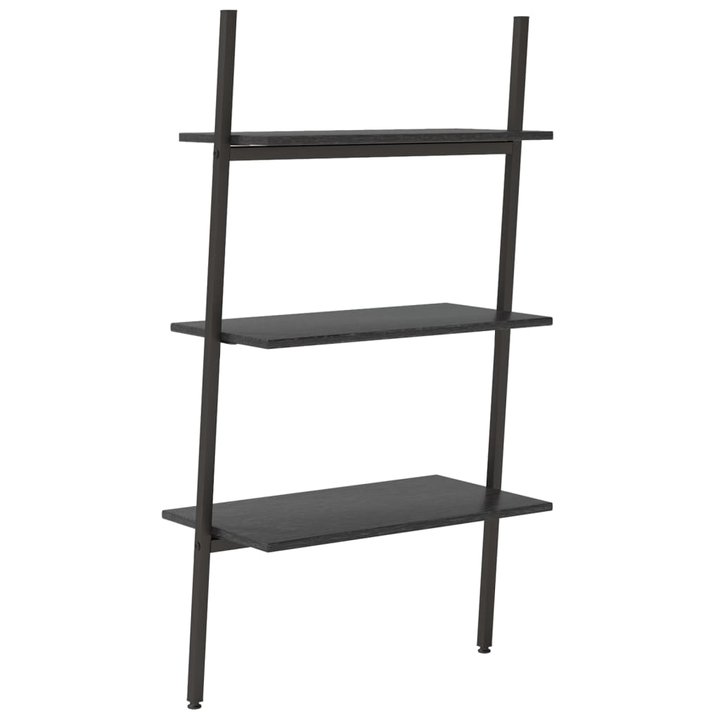 3-Tier Leaning Shelf Black 64x34x116 cm