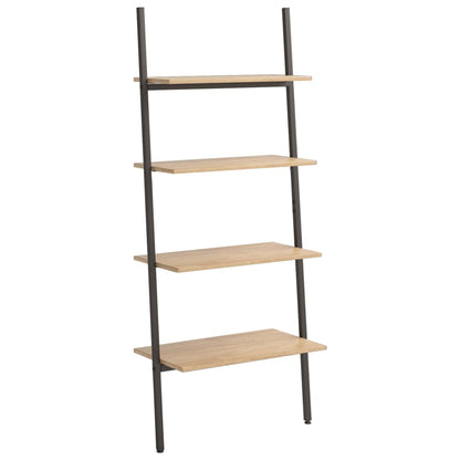 4-Tier Leaning Shelf Light Brown and Black 64x34x150.5 cm