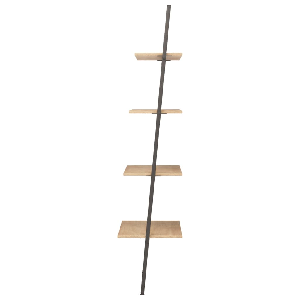 4-Tier Leaning Shelf Light Brown and Black 64x34x150.5 cm