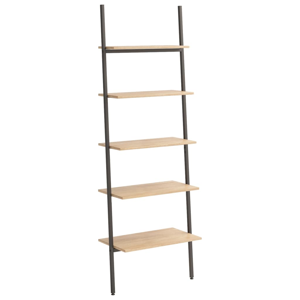 5-Tier Leaning Shelf Light Brown and Black 64x34x185.5 cm