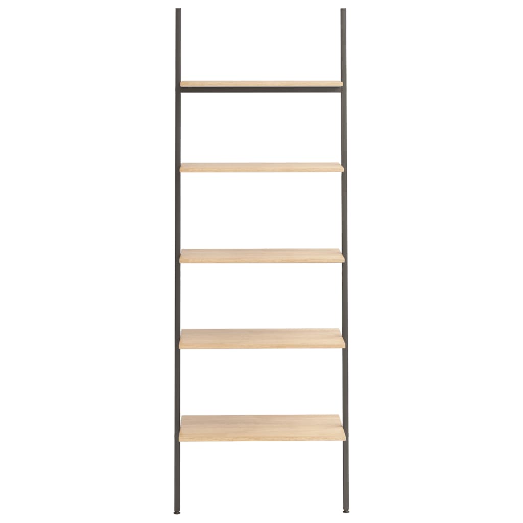 5-Tier Leaning Shelf Light Brown and Black 64x34x185.5 cm