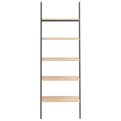 5-Tier Leaning Shelf Light Brown and Black 64x34x185.5 cm