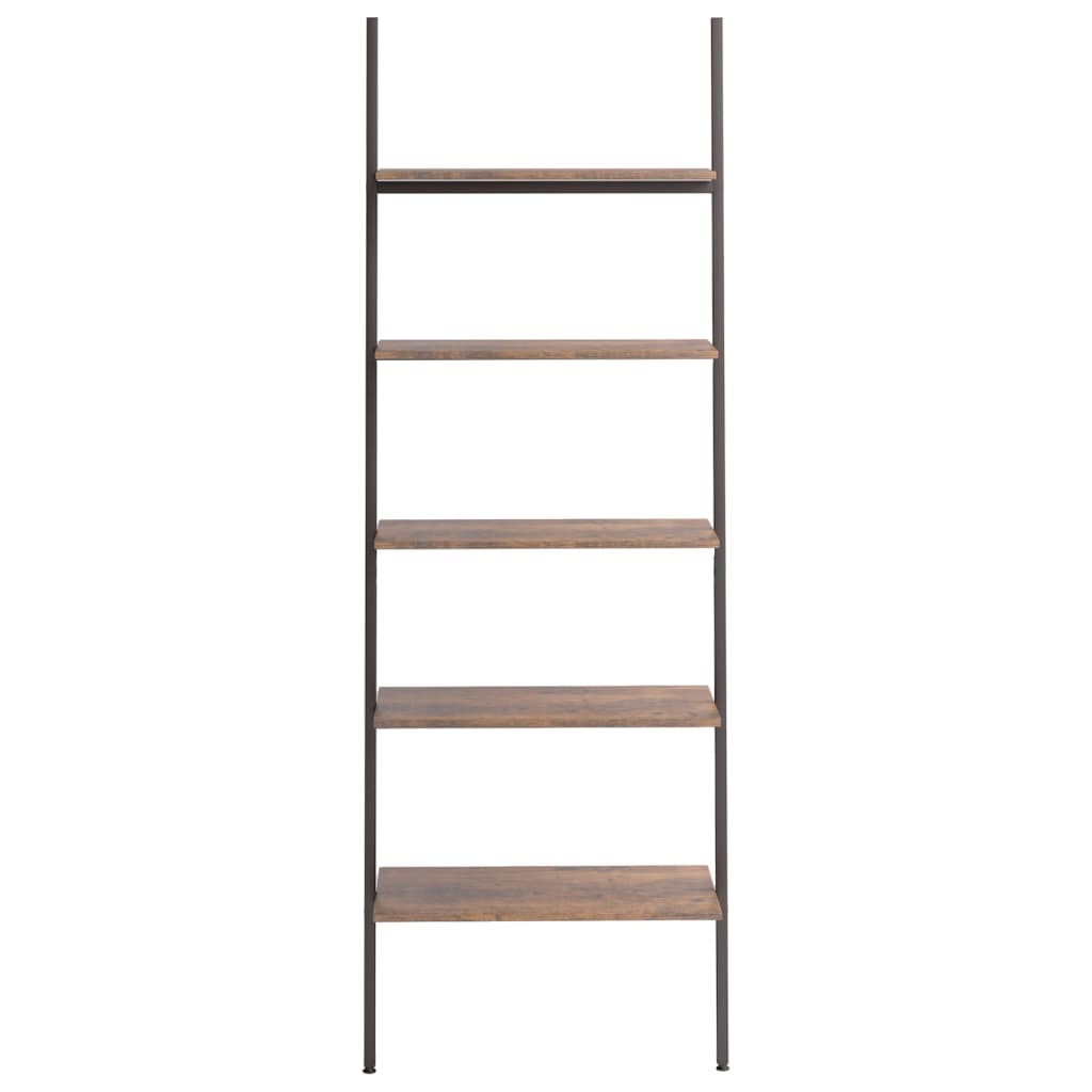 5-Tier Leaning Shelf Dark Brown and Black 64x34x185.5 cm