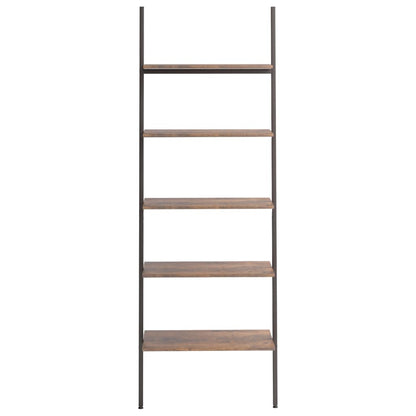 5-Tier Leaning Shelf Dark Brown and Black 64x34x185.5 cm