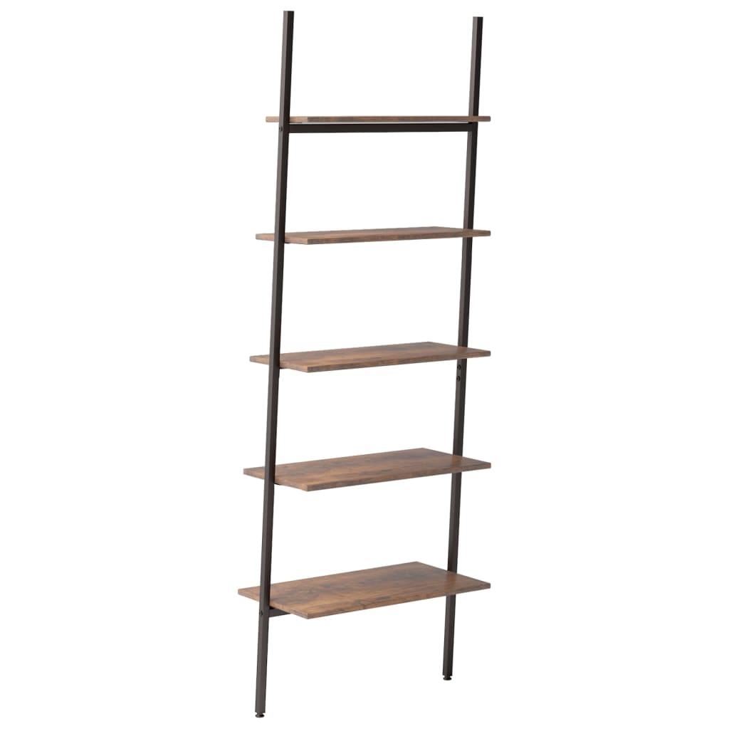 5-Tier Leaning Shelf Dark Brown and Black 64x34x185.5 cm